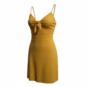 Express Yellow spaghetti Strap M Polka Dot Dress Y2k. Vintage